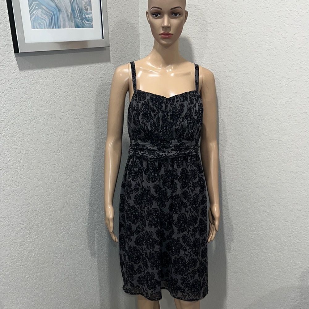 Torrid-Elegant Black and Gray Floral Dress